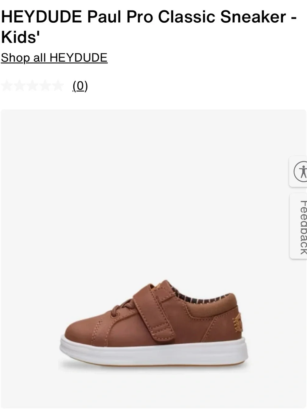 Hey Dude Kids Brown Paul Pro Sneaker with White Sole